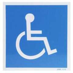 Cartel minusvalidos azul blanco 21x21 cm.