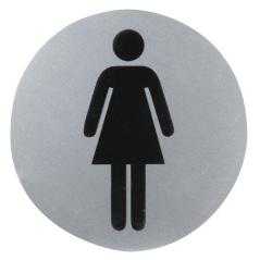 Cartel aluminio baño mujer ø12 cm.