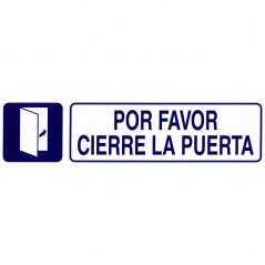Rotulo adhesivo 250x63 mm. por favor cierre puerta