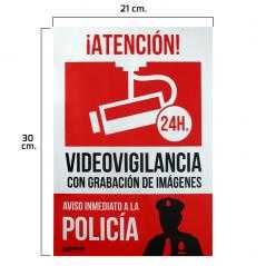 Cartel alarma conectada aviso a policia 30x21