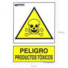 Cartel peligro productos toxicos 30x21cm.
