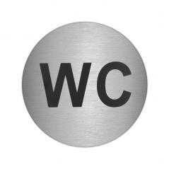 Placa adhesiva "wc" acero inoxidable ø 7 cm.
