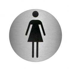 Placa adhesiva baño "mujer" acero inoxidable ø 7 cm.