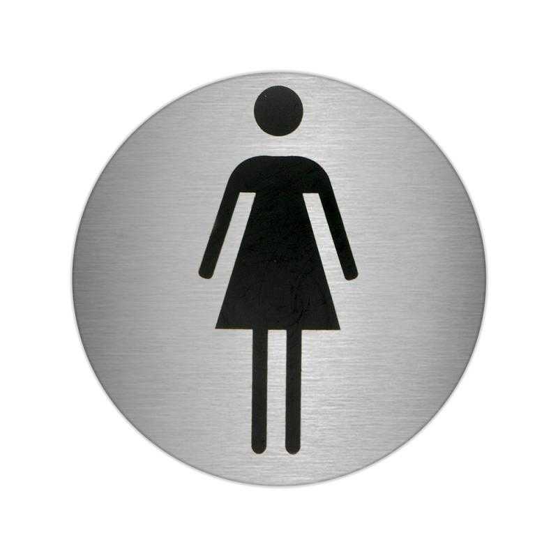 Placa adhesiva baño "mujer" acero inoxidable ø 7 cm.