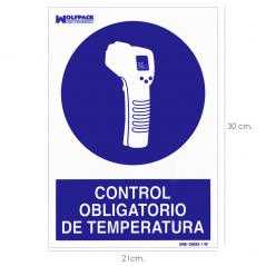 Cartel de control obligatorio de la temperatura 30x21 cm.