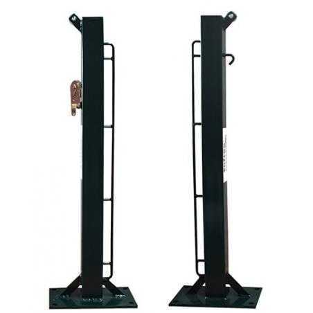 Juego postes de tenis fijos cuadrado 80 x 80 mm con base para atornillar