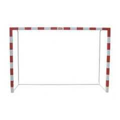 Juego porterías fútbol sala/balonmano metálicas trasladables 80x80mm con base de tubo redondo