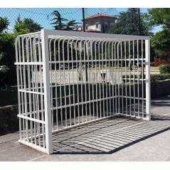Juego porterías fútbol sala/balonmano antivandálicas metálicas 80x80mm