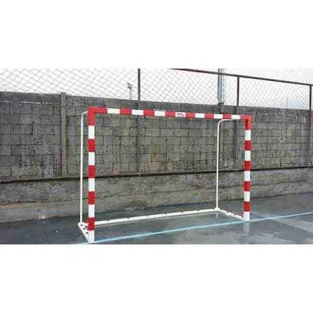 Juego porterías fútbol sala/balonmano aluminio trasladables 80x80mm con base 80x40mm