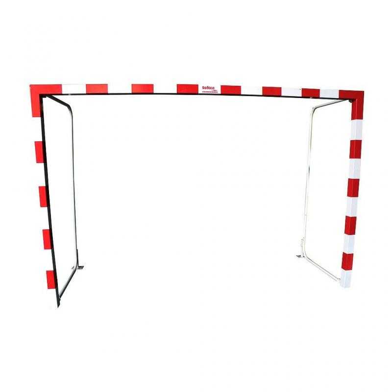 Juego porterías fútbol sala/balonmano aluminio 80x80mm abatibles