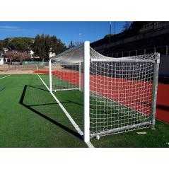 Juego porterías aluminio fútbol 7 90 mm abatibles con arquillos galvanizados en caliente