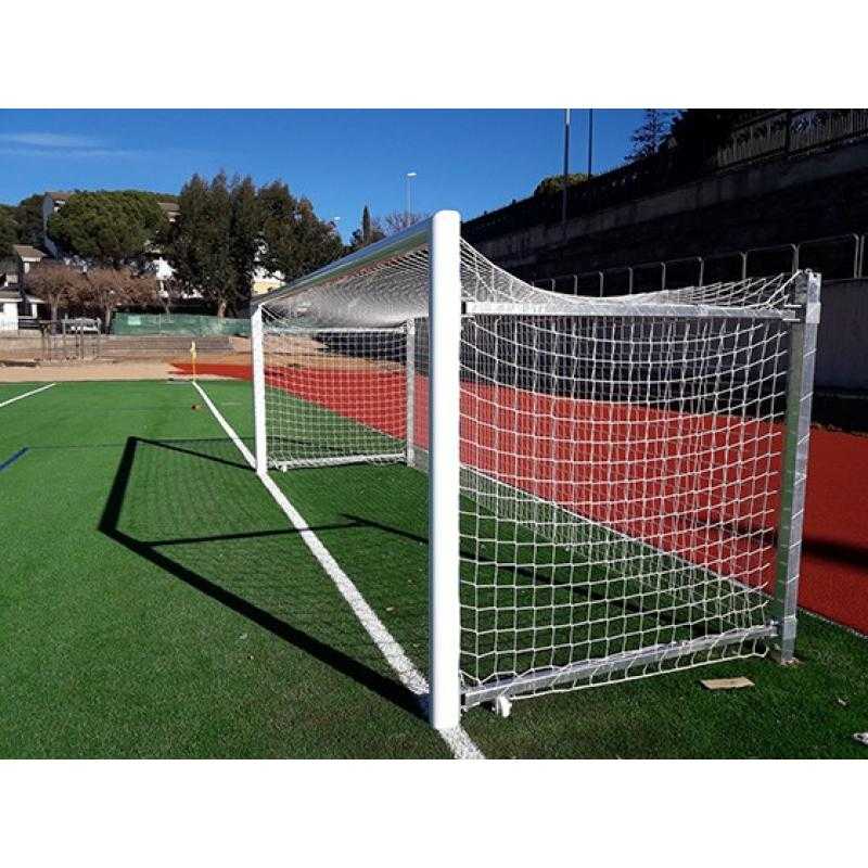 Juego porterías aluminio fútbol 7 90 mm abatibles con arquillos galvanizados en caliente
