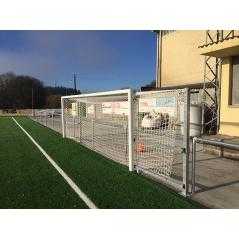 Juego porterías aluminio fútbol 7 120x100 mm abatibles con arquillos galvanizados en caliente