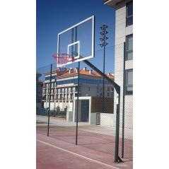 Juego canastas baloncesto monotubular fijas con base para anclaje -sin tablero, ni aro -