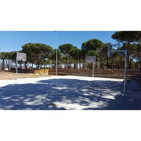Juego canastas antivandálicas minibasket new tubo 114 mm galvanizadas -incluye aros, redes y tableros-