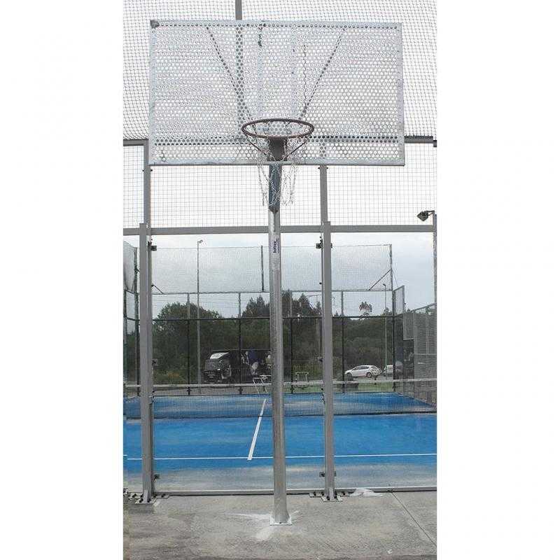 Juego canastas antivandálicas baloncesto new tubo 114 mm galvanizadas -incluye aros, redes y tableros-