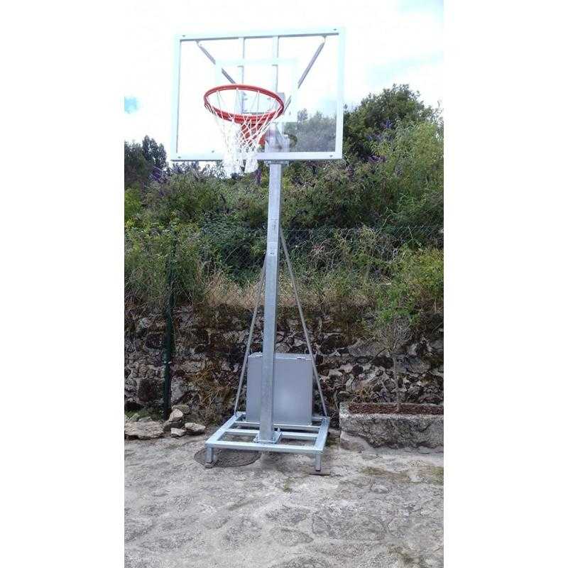 Juego canastas galvanizadas minibasket deluxe monotubo trasladables 2 ruedas con carro -sin tableros, aros y redes)