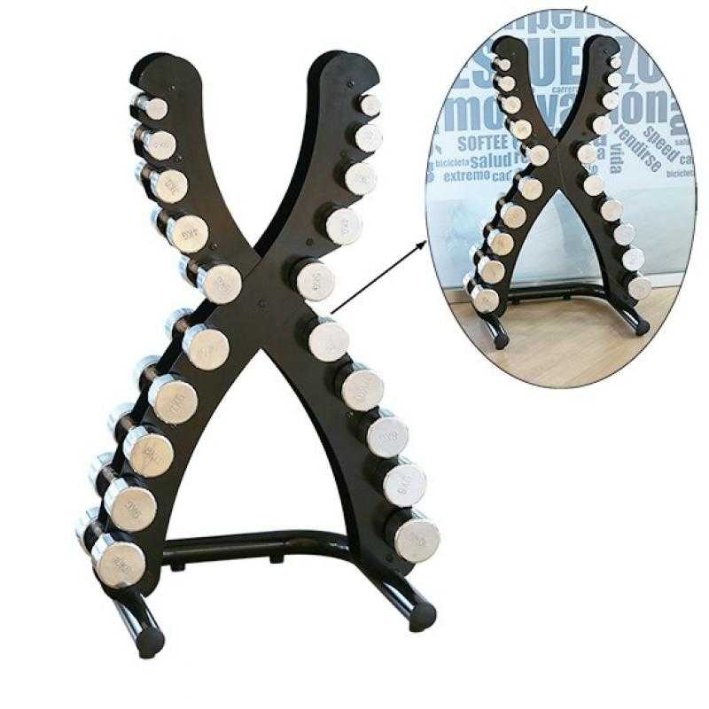 Mancuernero softee 1-10 kg con mancuernas cromadas