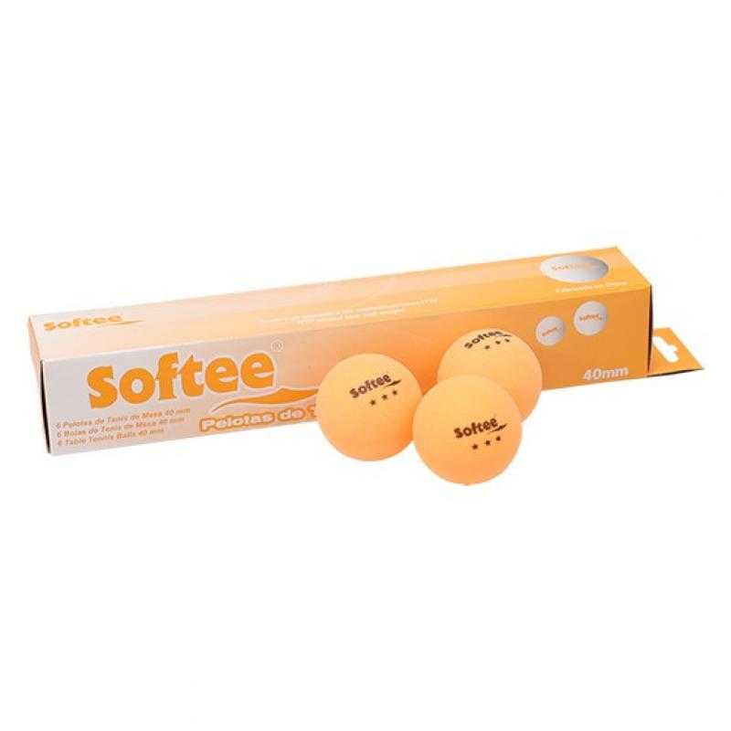 Caja 6 uds pelotas tenis de mesa 40mm softee