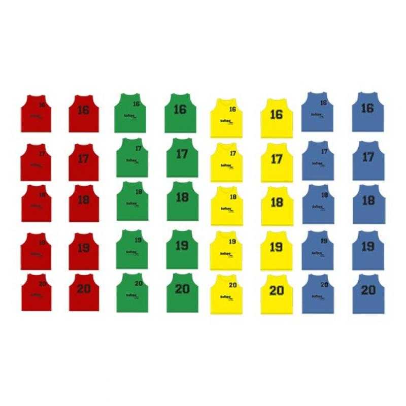 Set 5 petos softee numerados del 16 al 20