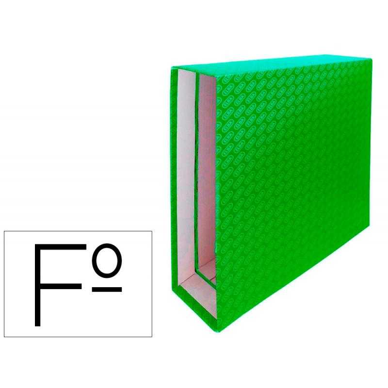 Caja archivador de palanca cartón forrado elba folio lomo 85 mm verde