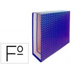 Caja archivador de palanca cartón forrado elba folio lomo 85 mm azul