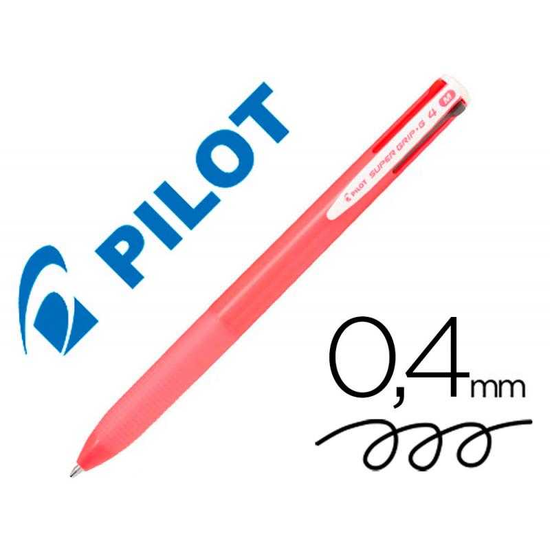 Bolígrafo pilot super grip g 4 colores retráctil sujecion de caucho tinta base de aceite cuerpo color rosa