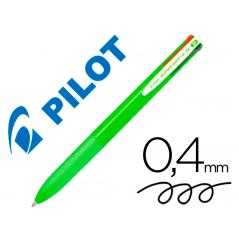 Bolígrafo pilot super grip g 4 colores retráctil sujecion de caucho tinta base de aceite cuerpo color verde