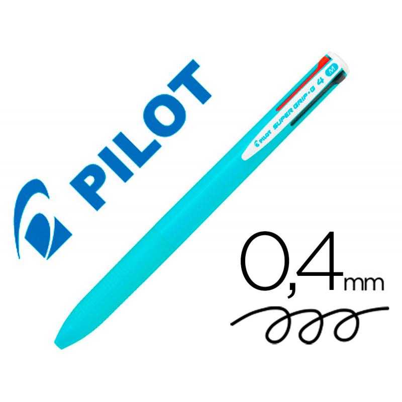 Bolígrafo pilot super grip g 4 colores retráctil sujecion de caucho tinta base de aceite cuerpo color azul