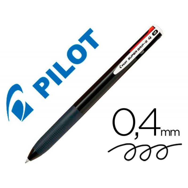 Bolígrafo pilot super grip g 4 colores retráctil sujecion de caucho tinta base de aceite cuerpo color negro