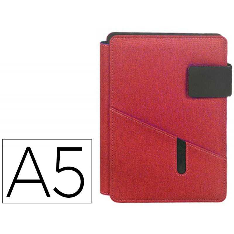 Portanotas carchivo venture din a5 con soporte smartphone cuaderno color rojo
