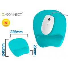 Alfombrilla para raton q-connect con reposamuñecas ergonomica de gel color turquesa 225x240x20 mm
