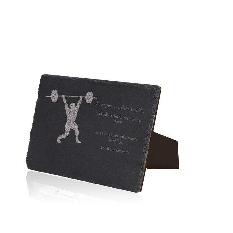 Placa homenaje pizarra con soporte