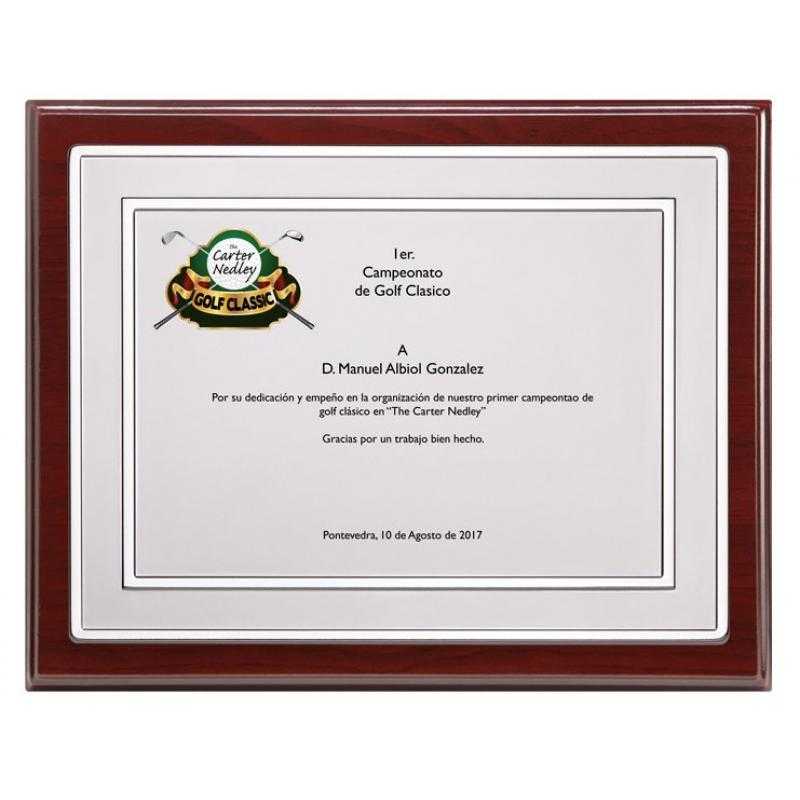 Placa homenaje de madera económica