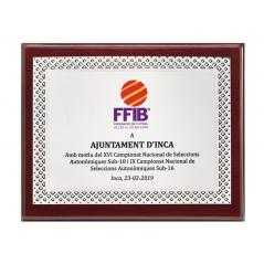 Placa homenaje madera económica