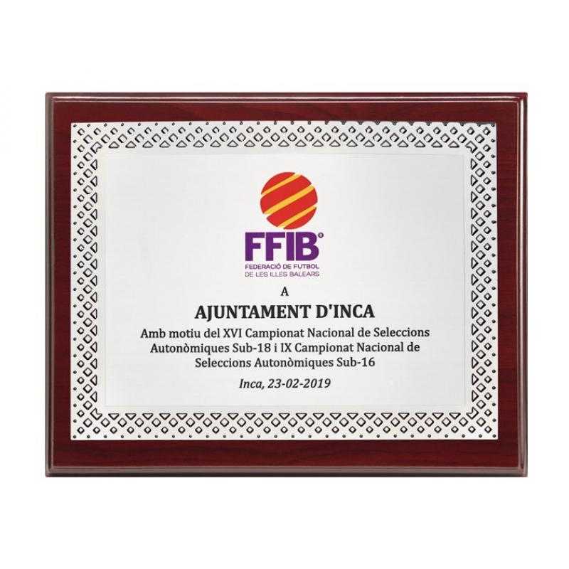 Placa homenaje madera económica