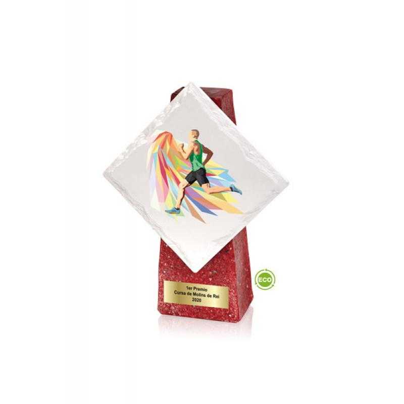 Trofeo cristal reciclado + cerámica especial sublimación