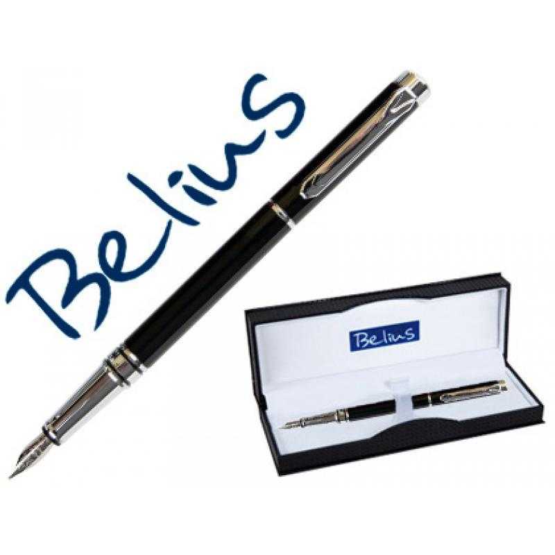 Pluma belius nuremberg negro tinta azul en estuche - Imagen 1