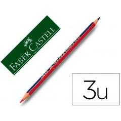 Lápices bicolor fino faber castell 2160-rb hexagonal rojo/azul blister de 3 unidades - Imagen 1