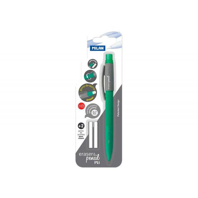 Portaminas milan pl 0,7 mm + 2 recambios de goma en blister