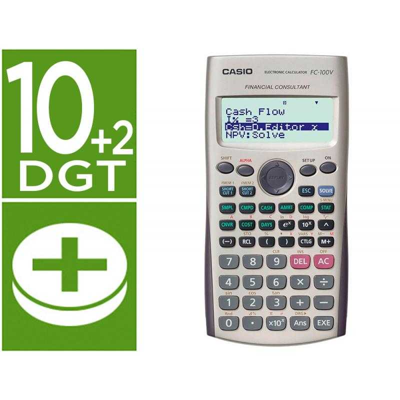 Calculadora casio fc-100v financiera 4 lineas 10+2 dígitos almacénamiento flash calculo de ganancias con tapa