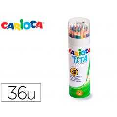 Lápices de colores carioca tita mina 3 mm tubo metal 36 colores surtidos + sacapuntas