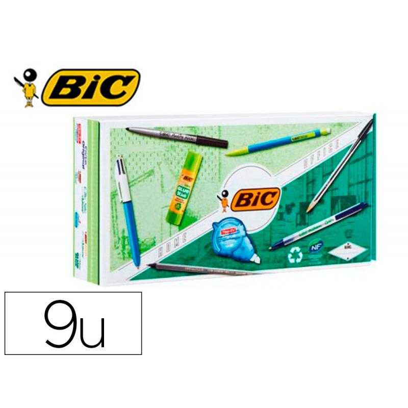 Pack oficina bic con 9 piezas eco/reciclado surtidas