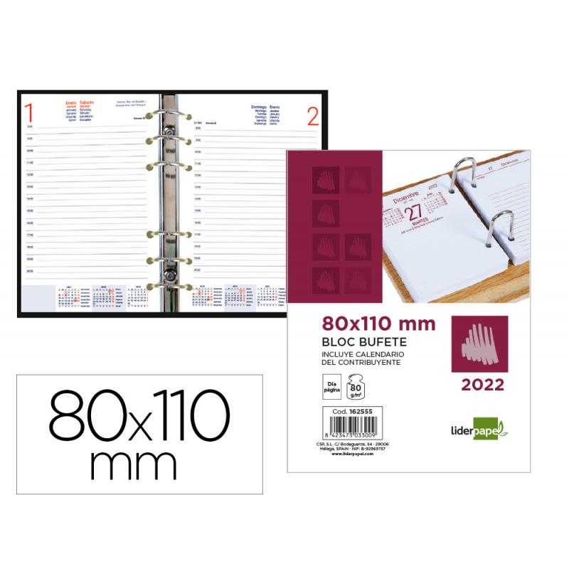 Bloc bufete liderpapel 2022 80x110 mm papel 80 gr texto en catalán