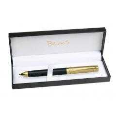 Bolígrafo belius frankfurt negro y dorado tinta azul en estuche