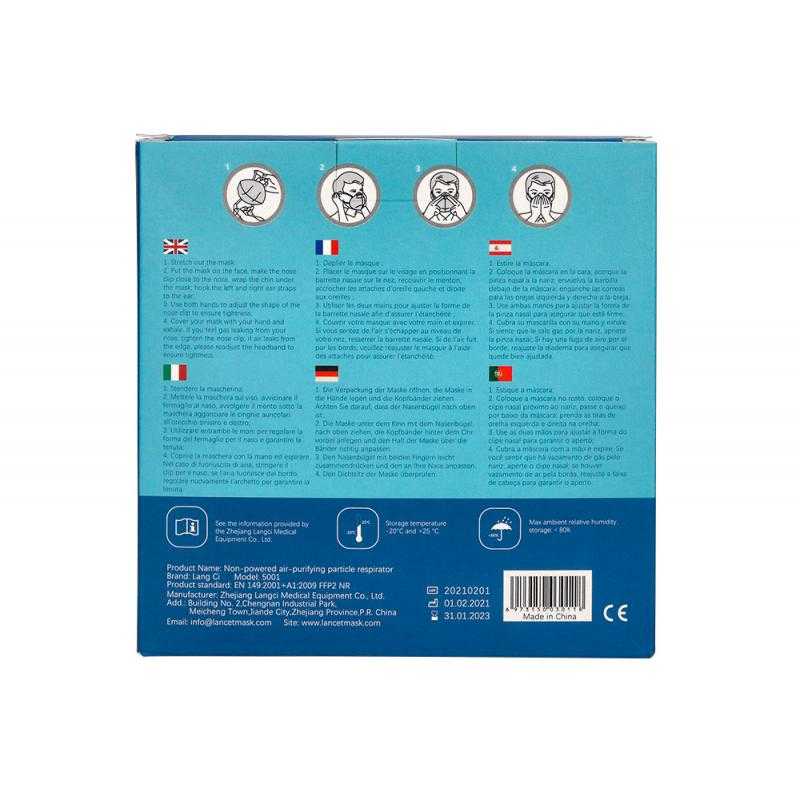 Mascarilla facial ffp2 verona autofiltrante certificado ce con ajuste nasal embolsada individualmente color blanco