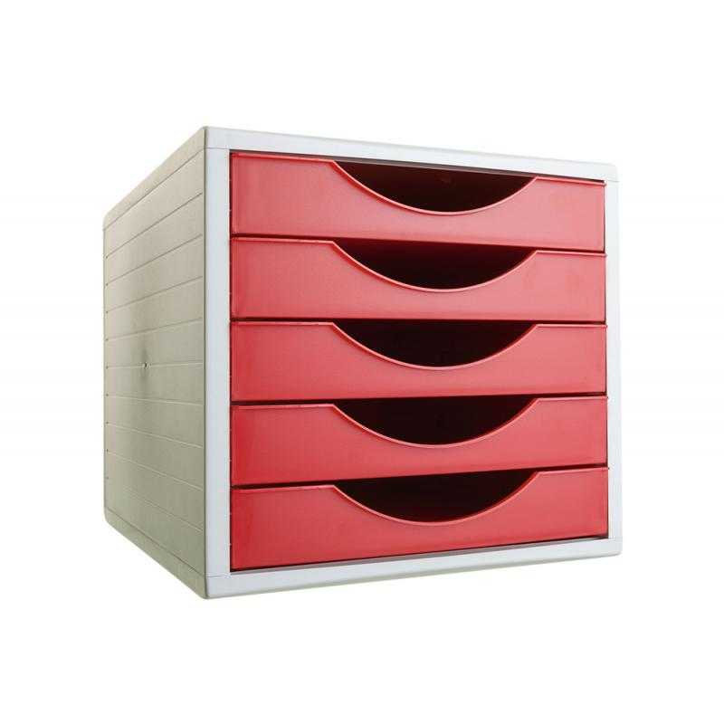 Fichero cajones de sobremesa q-connect 5 cajones color rojo opaco 270x340x260 mm