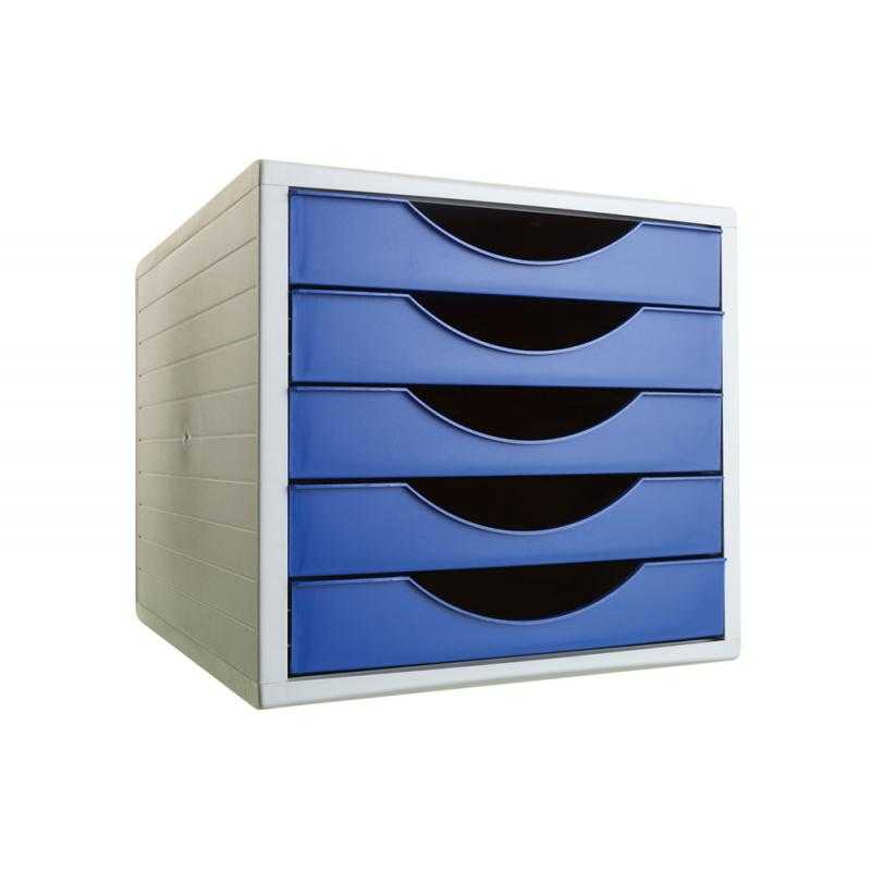 Fichero cajones de sobremesa q-connect 5 cajones color azul opaco 270x340x260 mm