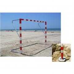 Juego porterías balonmano playa aluminio con pletina de amarre y arquillos y base galvanizada