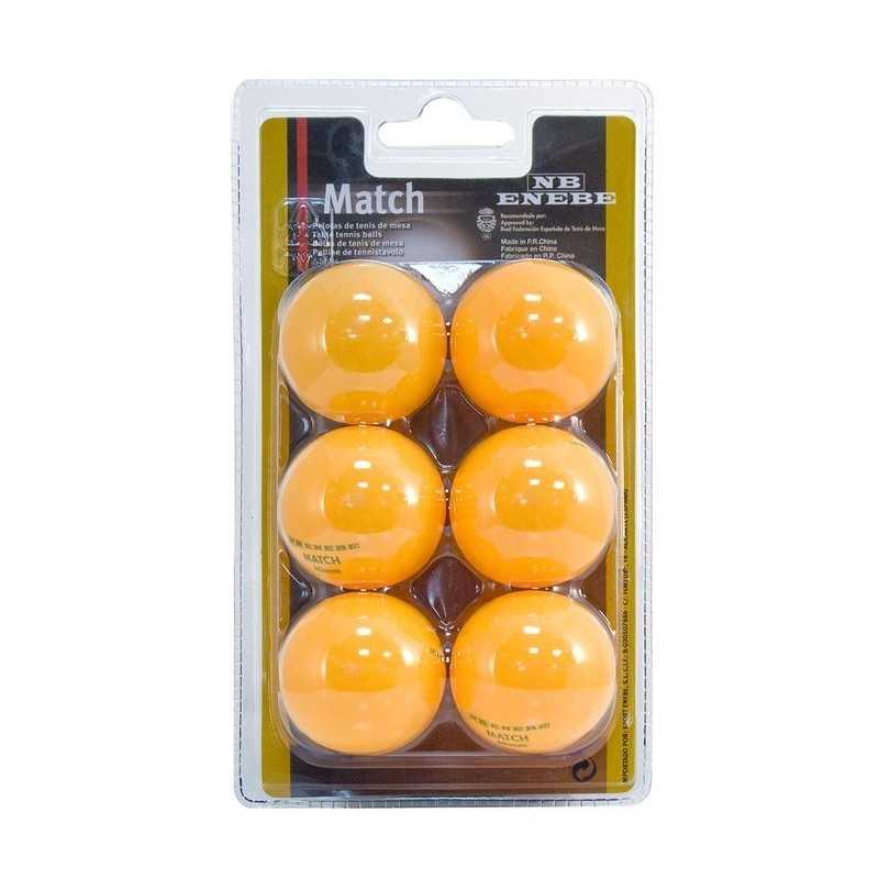 Blíster 6 pelotas enebe match 40 mm color naranja